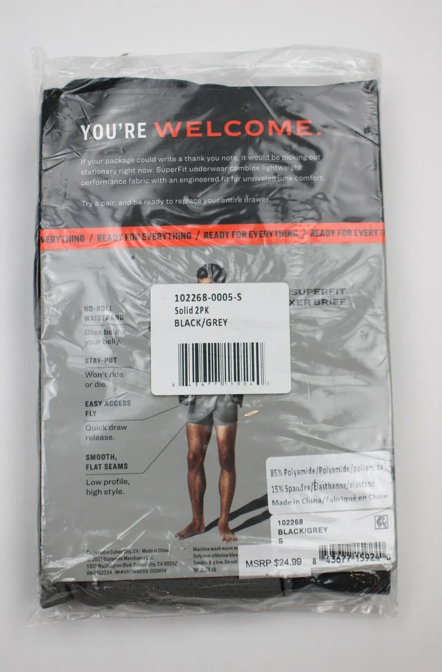 Pair Of Thieves SuperFit Boxer Brief Underwear Mens S Black Grey 2 Pack